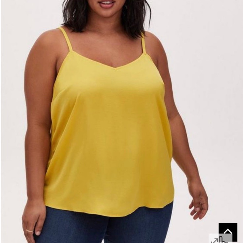 Torrid Sophie Charmeuse Swing Satin Cami Top 2X in Yellow Bamboo